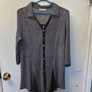 Zoe Ltd Black and Gray Striped Women's Top